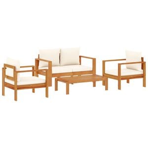 vidaXL 4-tlg. Garten-Sofagarnitur mit Kissen Massivholz Akazie