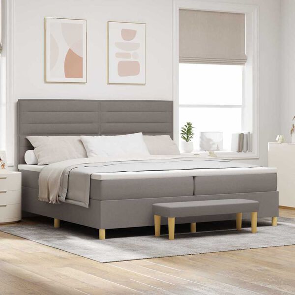 vidaXL Boxspringbett mit Matratze Taupe 200 x 200 cm Stoff