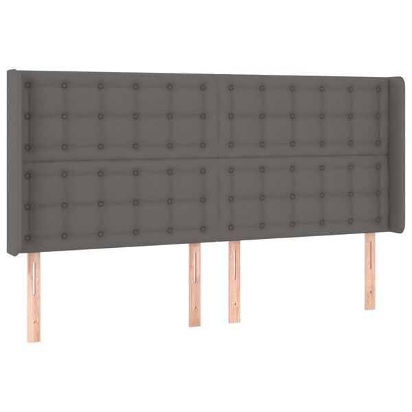 vidaXL Kopfteil mit Ohren Grau 183x16x118/128 cm Kunstleder