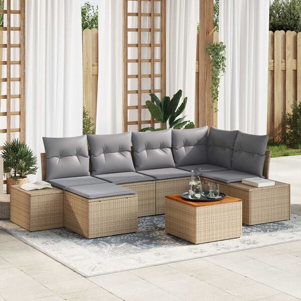 vidaXL Garten-Sofa-Set 7 pcs Beige und Hellgrau