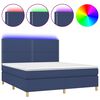 vidaXL Boxspringbett mit Matratze & LED Blau 160x200 cm Stoff