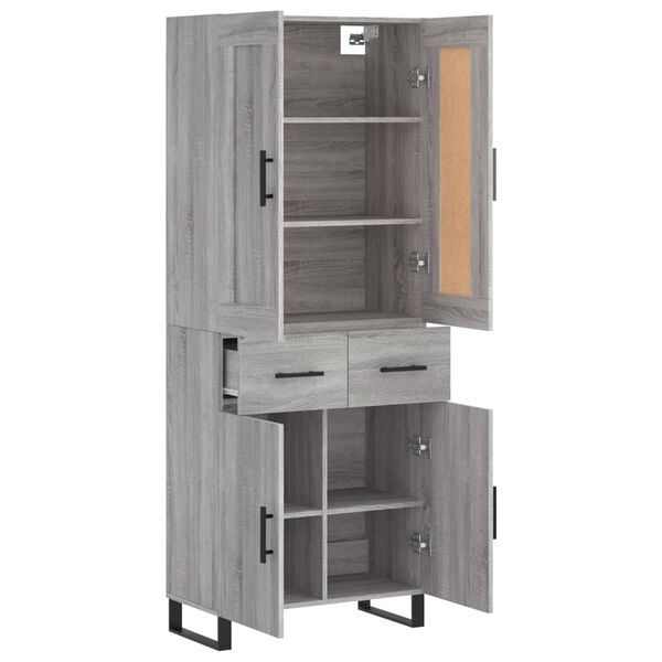 vidaXL Highboard Grau Sonoma 69,5x34x180 cm Holzwerkstoff