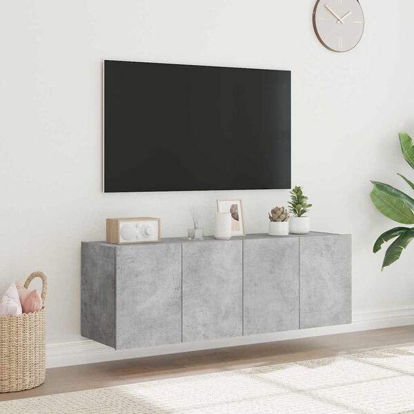 vidaXL TV-Wandschränke mit LED-Leuchten 2 Stk. Betongrau 60x35x41 cm