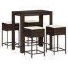 vidaXL 5-tlg. Gartenbar-Set mit Kissen Braun Poly Rattan