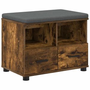 vidaXL Flurbank mit Kissen mit Regal Ger&auml;ucherte Eiche 60 x 38 x 46 cm