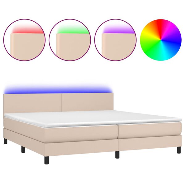 vidaXL Boxspringbett mit Matratze & LED Cappuccino-Braun 200x200cm
