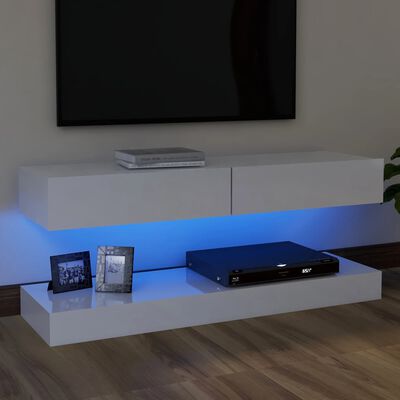 vidaXL TV-Schrank mit LED-Leuchten Hochglanz-Weiß 120x35cm