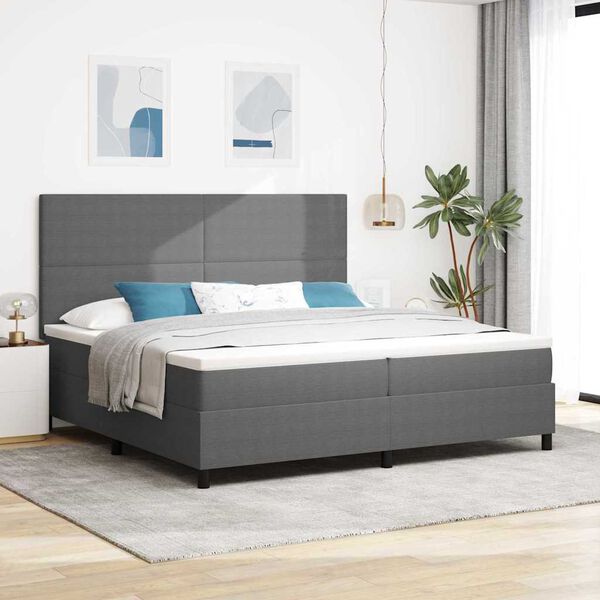 vidaXL Boxspringbett Hellgrau und Wei&szlig; 200 x 200 cm Cordstoff