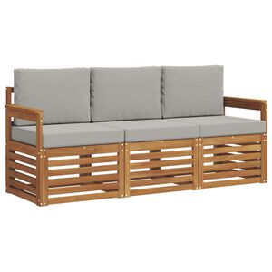 vidaXL Outdoor-Sofagarnitur 3 stk. 3-Sitzer Natur und Hellgrau