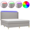 vidaXL Boxspringbett mit Matratze & LED Hellgrau 160x200 cm Stoff