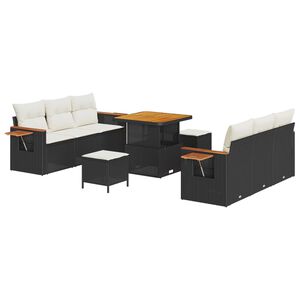 vidaXL Gartensofa-set mit Kissen 9 pcs Schwarz und Creme