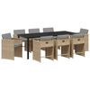 vidaXL Garten Essgruppe 9 pcs Beige Poly-Rattan