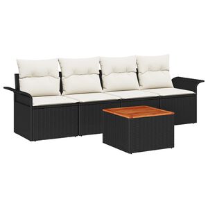vidaXL Gartensofa-set mit Kissen 5 pcs Schwarz Poly-Rattan