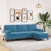 vidaXL 3-Sitzer-Sofa mit Hocker Blau 210 cm Samt