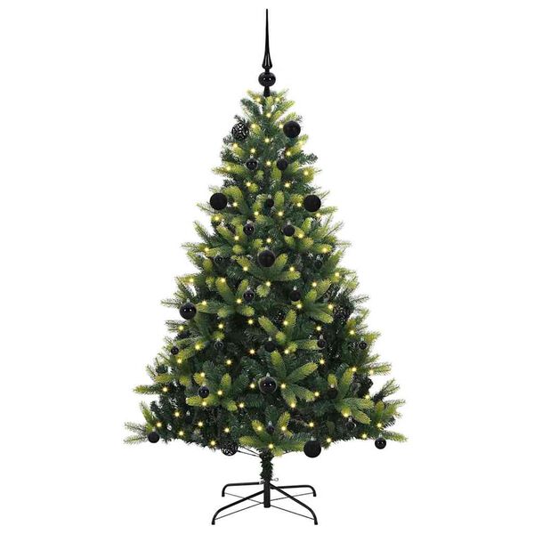 vidaXL Künstlicher geflammter Weihnachtsbaum 150 LEDs Grün 150 cm