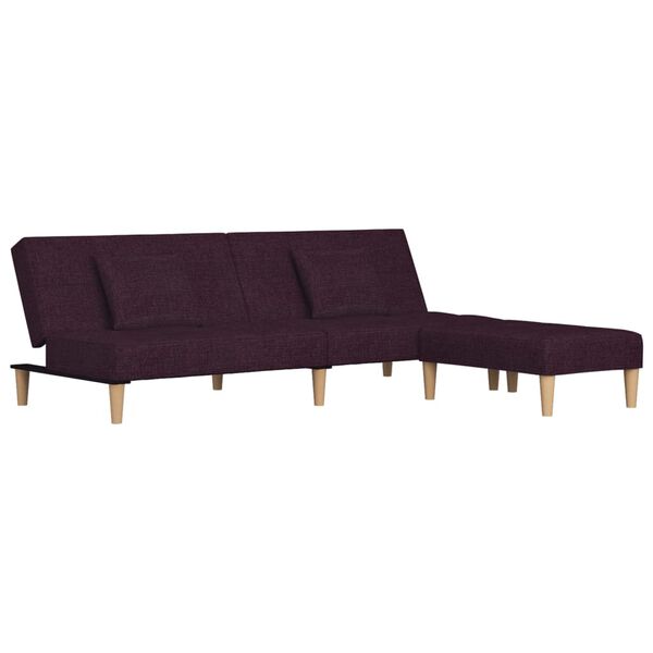 vidaXL Schlafsofa 2-Sitzer mit 2 Kissen & Hocker Lila Stoff
