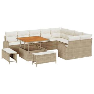 vidaXL Garten-Sofa-Set 12 Stk. 11-Sitzanzahl Beige