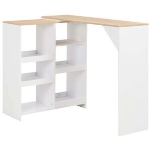 vidaXL Bartisch mit Beweglichem Regal Wei&szlig; 138x39x110 cm