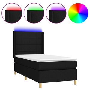 vidaXL Boxspringbett mit Matratze & LED Schwarz 90x190 cm Stoff