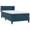 vidaXL Boxspringbett mit Matratze Dunkelblau 90x200 cm Samt