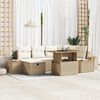vidaXL Garten-Sofa-Set mit Kissen mit Speicher 7 pcs Beige Poly Rattan
