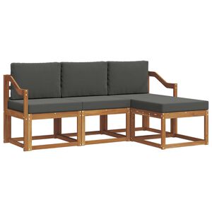 vidaXL Outdoor-Sofagarnitur mit Kissen 4 pcs Natur und Anthrazit