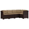 vidaXL 5-Sitzer Gartensofa mit Kissen Rattan-Look PP Braun