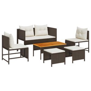 vidaXL Gartensofa-set mit Kissen 6 pcs Braun und Creme Poly-Rattan
