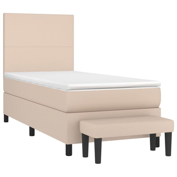 vidaXL Boxspringbett mit Matratze Cappuccino-Braun 80x200cm Kunstleder
