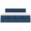 vidaXL Ottoman-Bett mit Matratzen Blau 200x200 cm Stoff