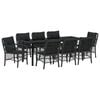 vidaXL Garten Essgruppe mit Kissen 9 pcs Schwarz Poly-Rattan