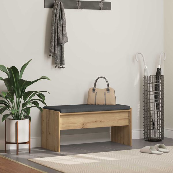 vidaXL Flurbank mit Kissen Artisan-Eiche 83 x 38 x 40 cm