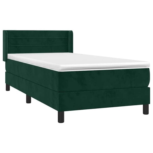 vidaXL Boxspringbett mit Matratze Dunkelgr&uuml;n 100x200 cm Samt