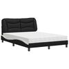 vidaXL Bett mit Matratze "Hvar" Schwarz und Wei&szlig; 140x190 cm Kunstleder