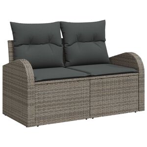 vidaXL Gartensofa mit Kissen Grau 124 x 62 x 69cm Poly-Rattan