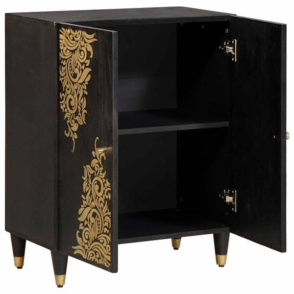 vidaXL Sideboard Schwarz 60 x 33 x 75 cm Massivholz Mango