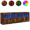 vidaXL Sideboard mit LED-Leuchten Räuchereiche 202x37x67 cm