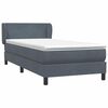 vidaXL Boxspringbett mit Matratze Dunkelgrau 90x210 cm Samt
