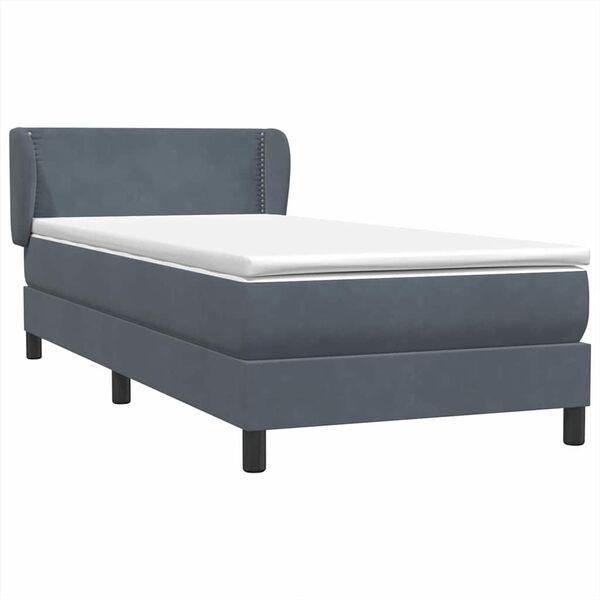 vidaXL Boxspringbett mit Matratze Dunkelgrau 90x210 cm Samt