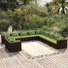vidaXL 11-tlg. Garten-Lounge-Set mit Kissen Braun Poly Rattan