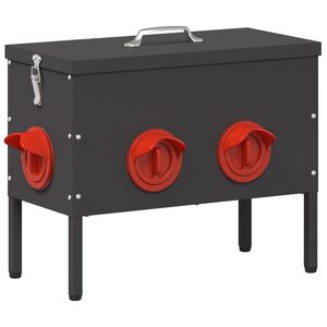 vidaXL H&uuml;hnerf&uuml;tterer Schwarz 41,5 x 20,5 x 33 cm Kaltgewalzter Stahl