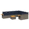vidaXL 10-tlg. Garten-Sofagarnitur mit Kissen Grau Poly Rattan