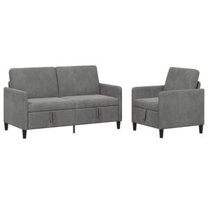 vidaXL Sofa Set mit Stauraum 2 stk. Dunkelgrau Polyester