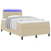 vidaXL LED Boxspringbett Hellgrau und Wei&szlig; 120 x 200 cm Cordstoff