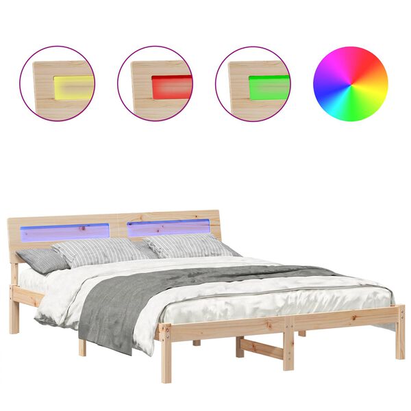 vidaXL Bettrahmen mit Kopfteil Braun 160 x 200 cm Massives Kiefernholz