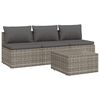 vidaXL 4-tlg. Garten-Lounge-Set mit Kissen Grau Poly Rattan