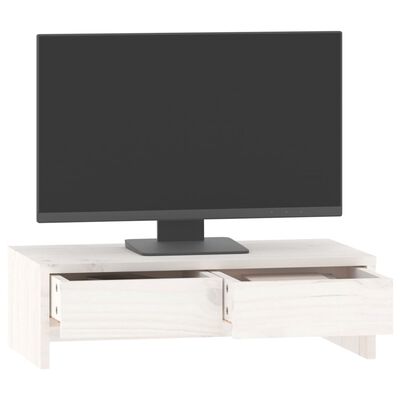 vidaXL Monitorständer Weiß 50x27x15 cm Massivholz Kiefer