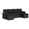 vidaXL 6-tlg. Garten-Sofagarnitur mit Kissen Schwarz Poly Rattan