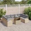 vidaXL Gartensofa-set mit Kissen mit Speicher 10 pcs Beige Poly Rattan