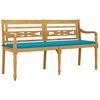 vidaXL Batavia-Bank mit Blauem Kissen 150 cm Massivholz Teak